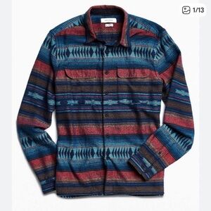 Urban Outfitters Aztec Blue and Red Patterned Blanket Flannel Shirt Jacket